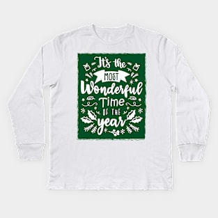 It's the Most Wonderful Time of the Year Christmas Time - Green Kids Long Sleeve T-Shirt